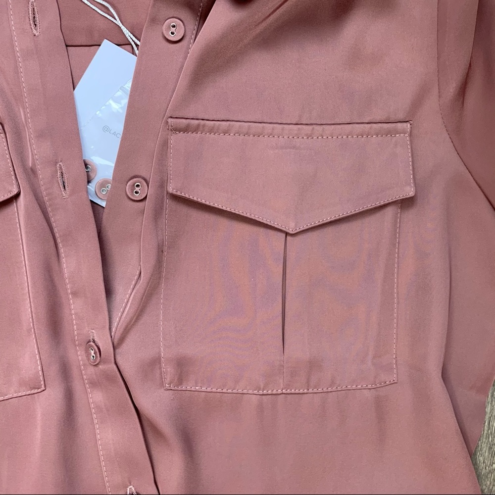 L’Academie Long Sleeve Shirt Dress Mauve S NWT - Picture 7 of 15